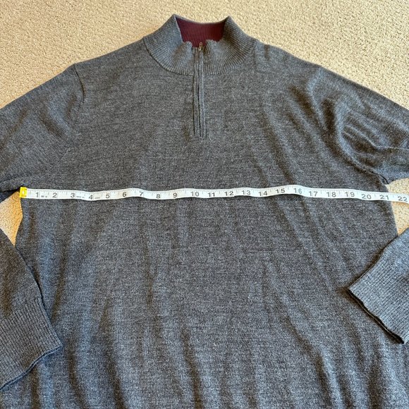 Tyler Campbell Sweater Merino Wool Charcoal Gray 1/4 Zip Pullover Preppy L / XL - Picture 5 of 10